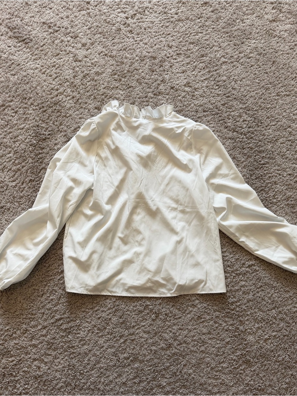 White Ruffle Collar Ruffle-Front Blouse - Picture 2 of 2